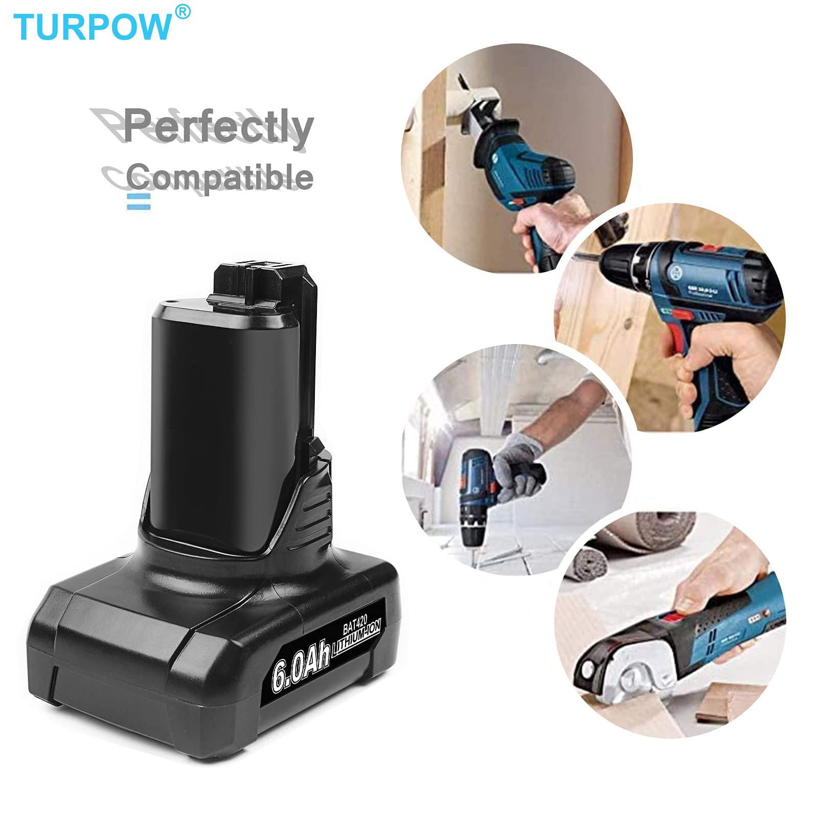 TURPOW 12V 6000mAh LI-ION BAT420 PERNOCENESS CHO BOSCH BAT411A BAT412 BAT413 BAT412A 10,8V Công cụ điện tối đa Màu pin: 2 mảnh 6000mah