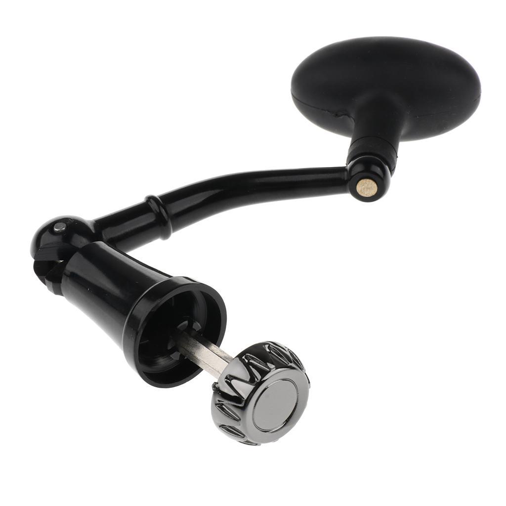 2xFishing Reel Handle with Knob Folding Handle Rocker Arm L Black