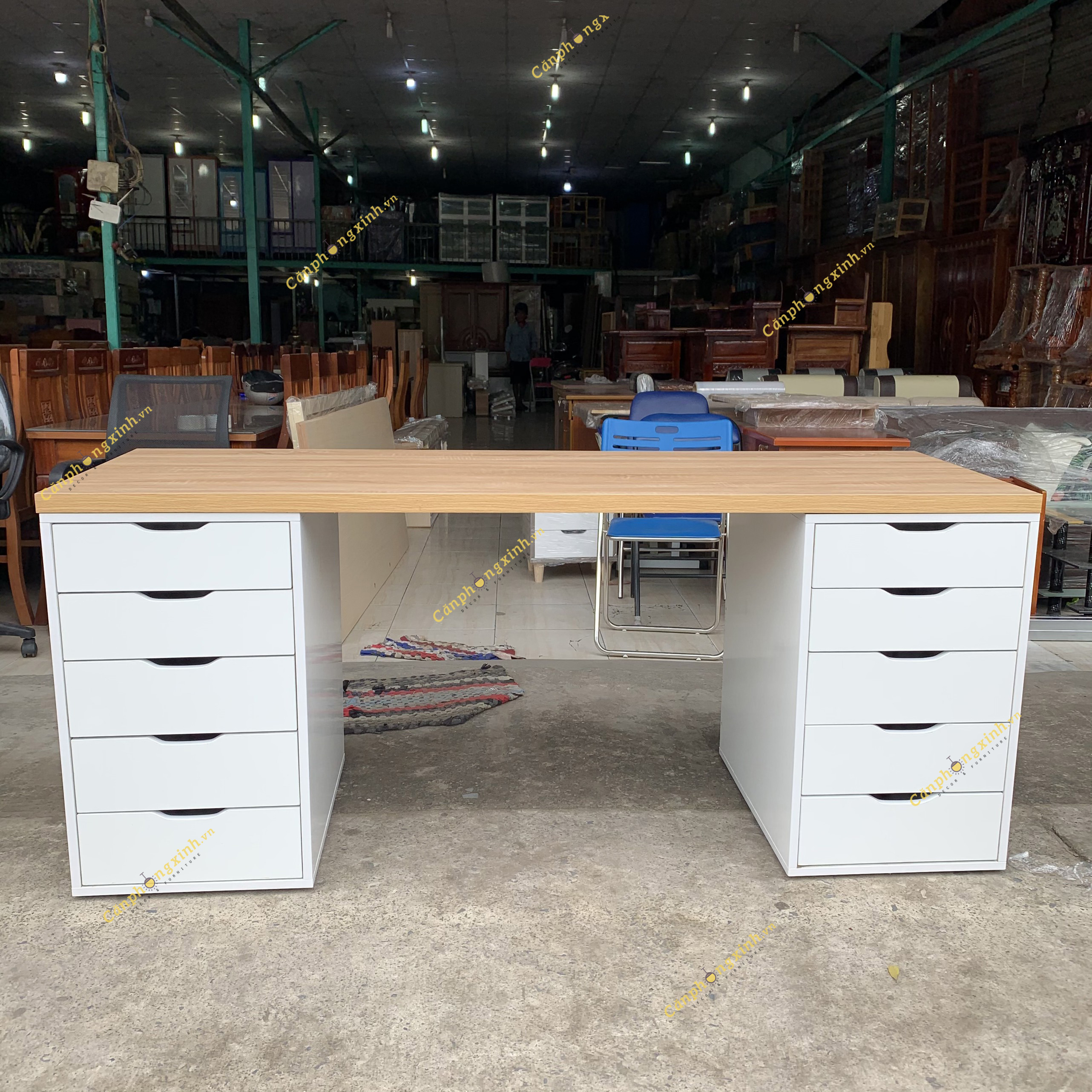 Bàn làm việc, bàn học, bàn gaming CPX-BG01, có 10 hộc kéo đa năng