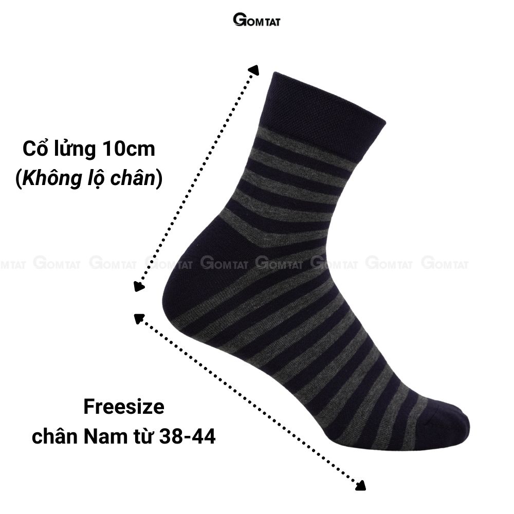Tất vớ nam cổ trung GOMTAT cao cấp mẫu sọc ngang, chất liệu cotton mềm mại, hút ẩm, thoáng khí - GOM-MIX08-1DOI