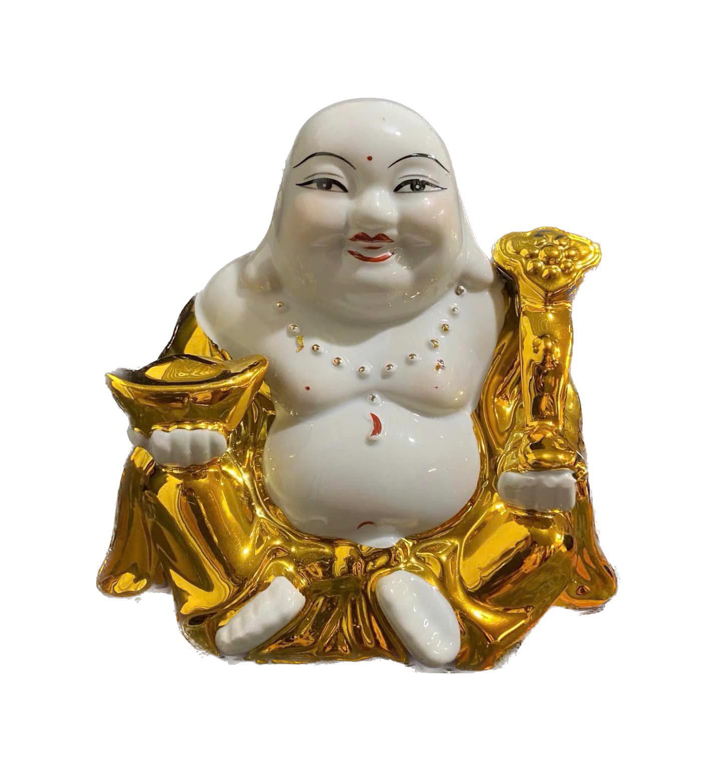 Tượng Phật Di Lạc Gốm Sứ - Kim Sa Dát Vàng