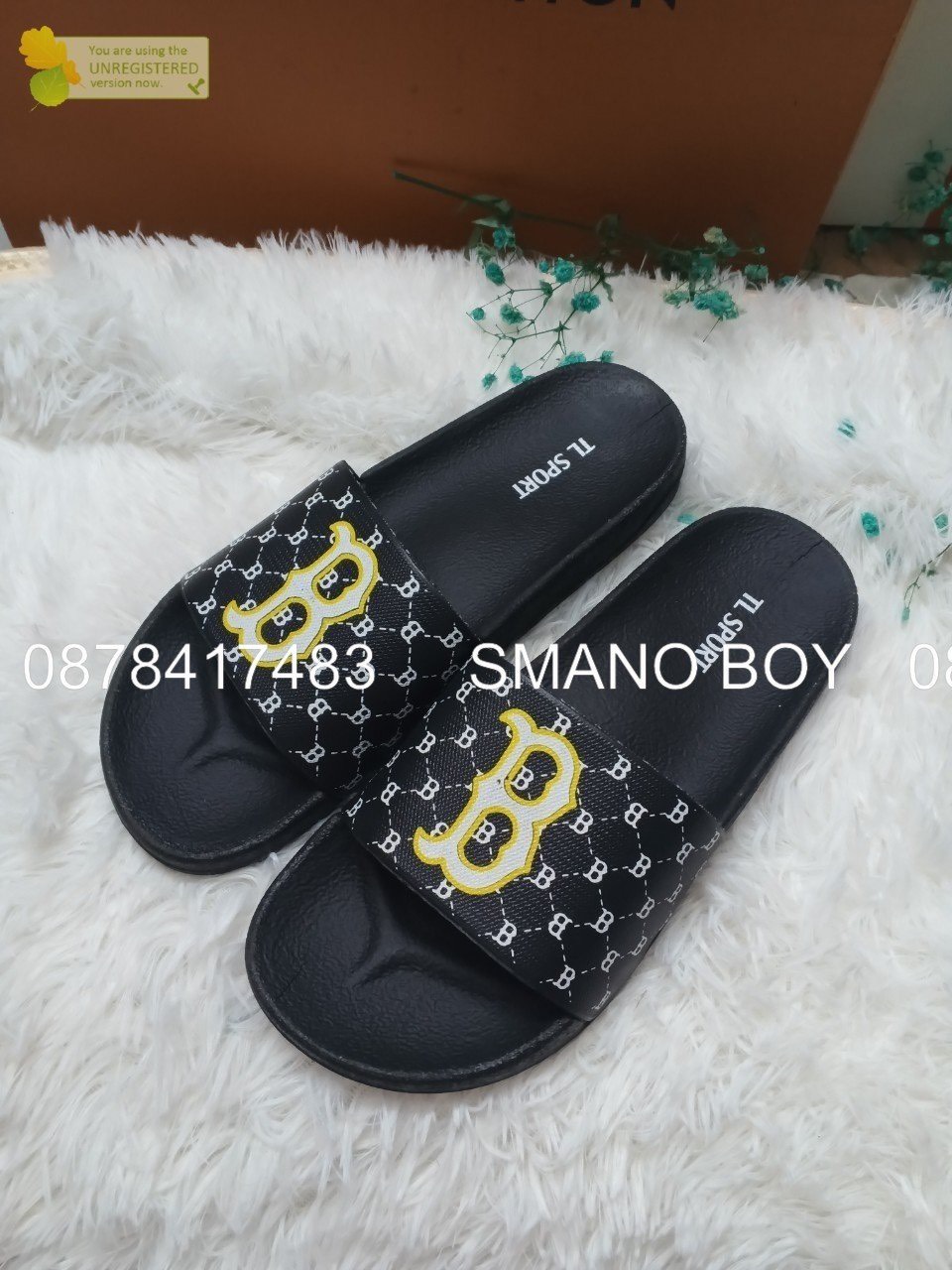 Dép quai ngang nam nữ unisex chữ B Smano hỏa tốc