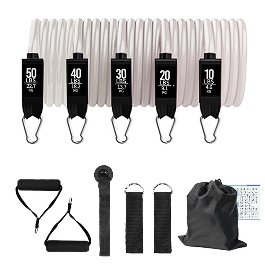 Các dải kháng thể tập thể dục đặt các dải tập luyện yoga 5 ống tập thể dục tại nhà với cửa neo tay cầm dây đeo mắt cá chân thiết bị tập thể dục Color: HLG lanhei