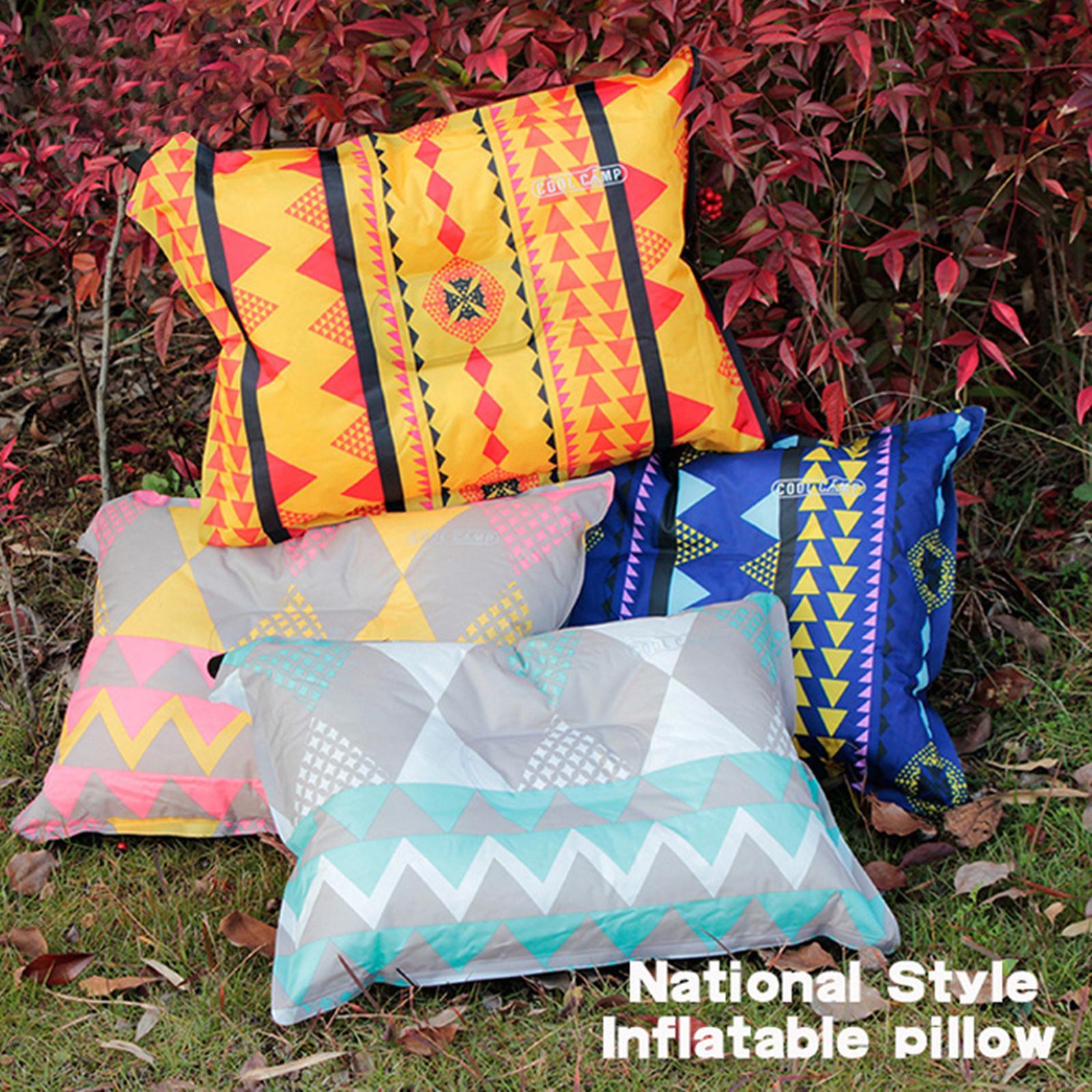 Colorful Inflating Travel Camping Pillow with Storage Bag