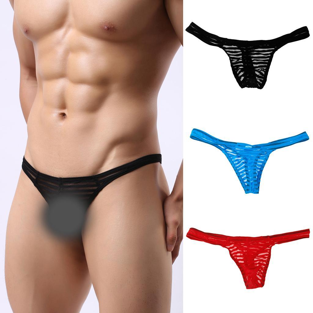 3/set Men’s See-through Mesh G-string Underwear T back Thong Bikini M-XL