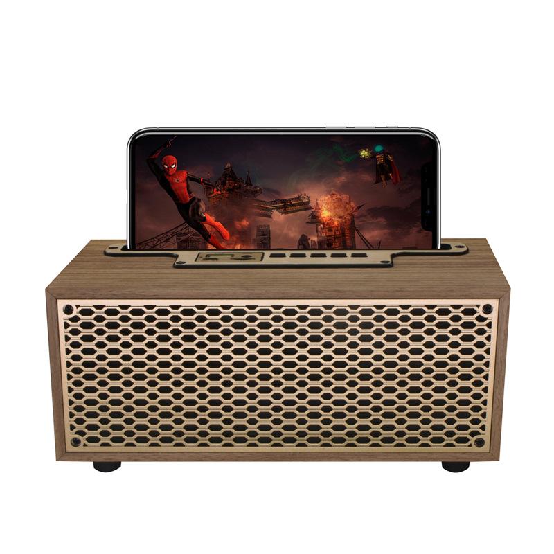 Vintage Wood Grain Bluetooth Loa TWS không dây Nhà Subwofer ngoài trời Quà tặng di động Stereo di động Di động Người đứng loa màu: Khaki