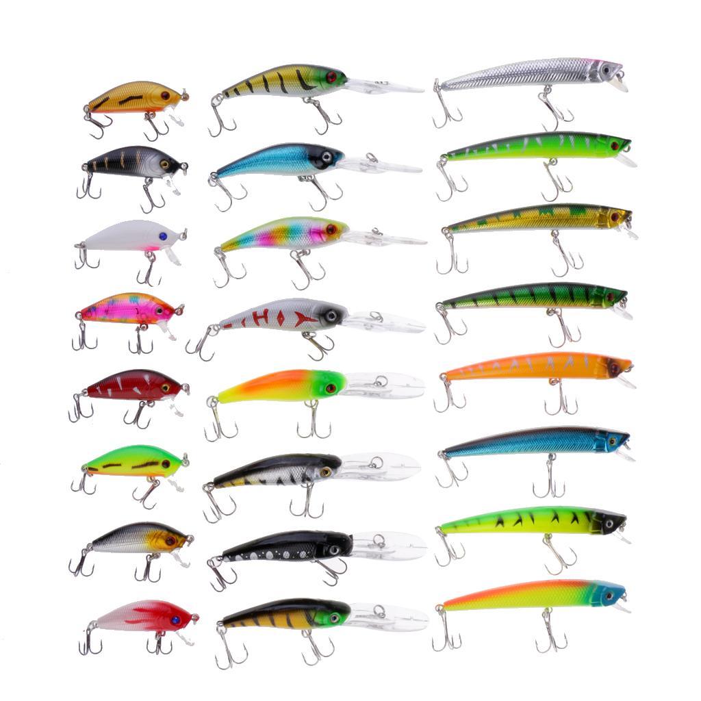 24pcs Minnow Fishing Lures Crankbaits Set Fishing Hard Baits Swimbaits Boat Topwater Lures for Trout Bass Perch Fishing