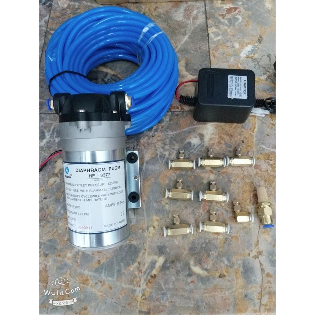 Bộ máy phun sương 24v 8377+8 đầu phun+ 20 mét dây+ lọc - 8377.