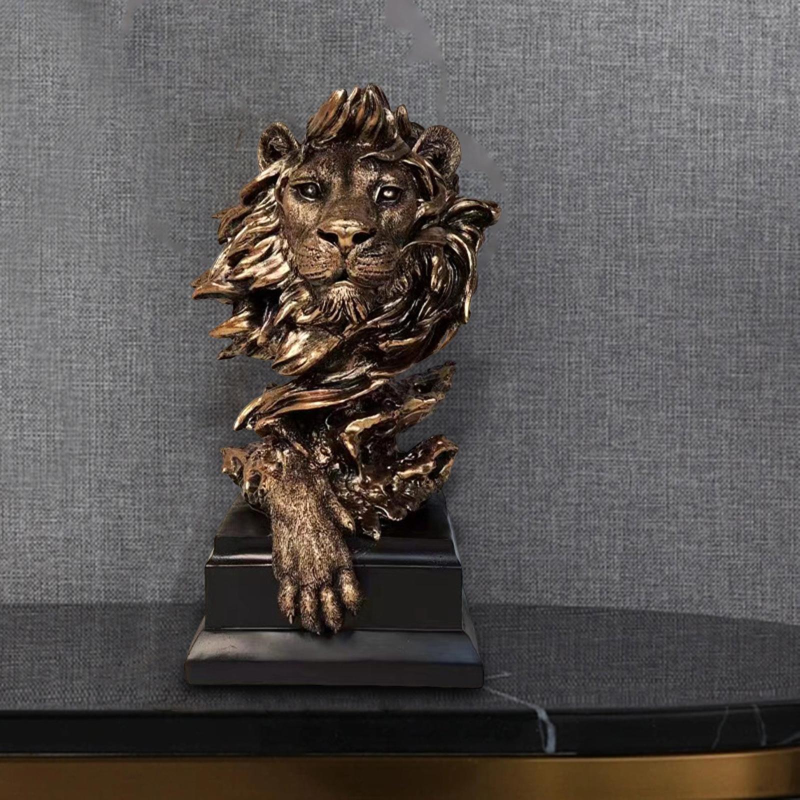 Lion Head Statue Feng Shui Collectible Figurine for Shelf Desktop Decoration