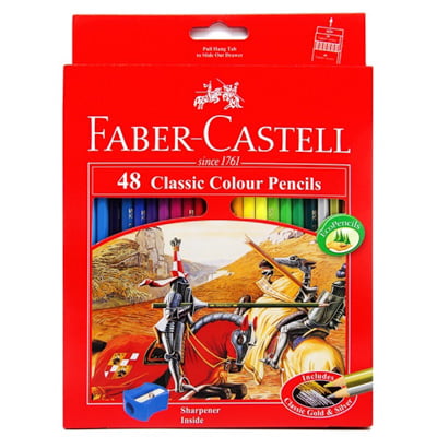 Faber-Castell-115858-Chì Màu Classic Knight - 48 Màu Dài + Chuốt