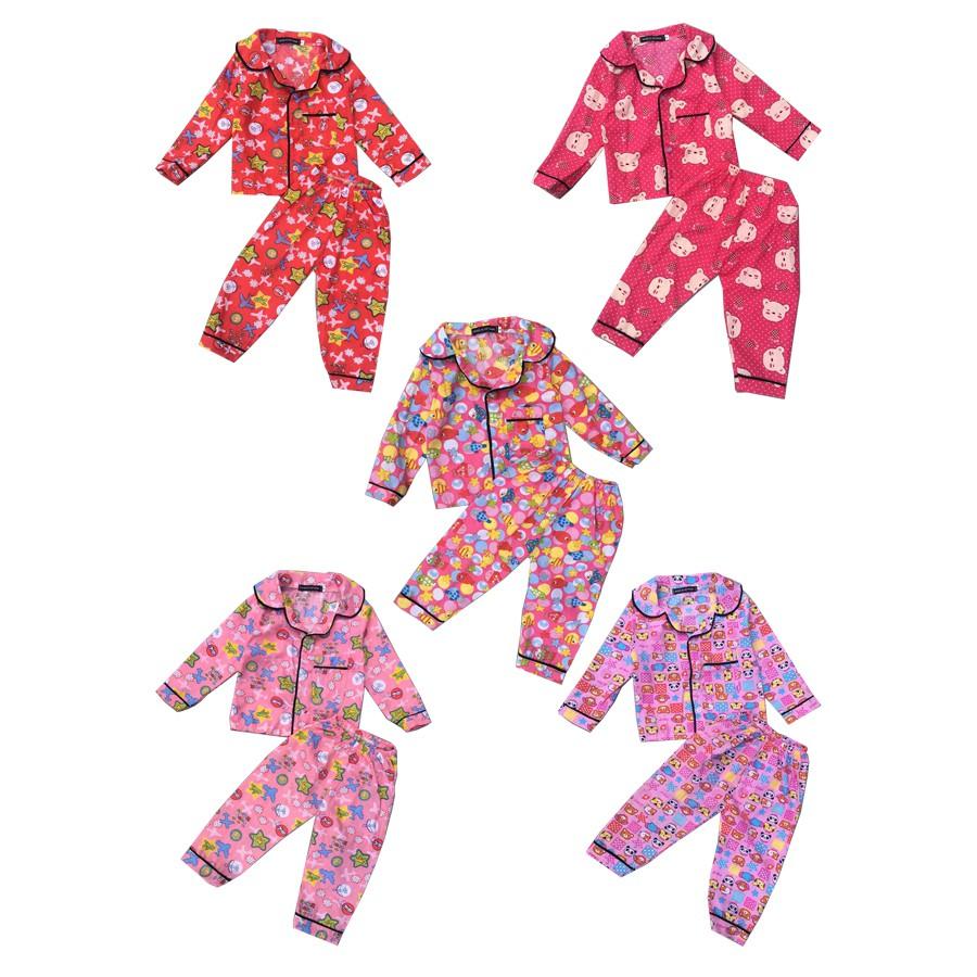 Bộ pizama dài tay cho bé gái chất thô kate hàng chuẩn size