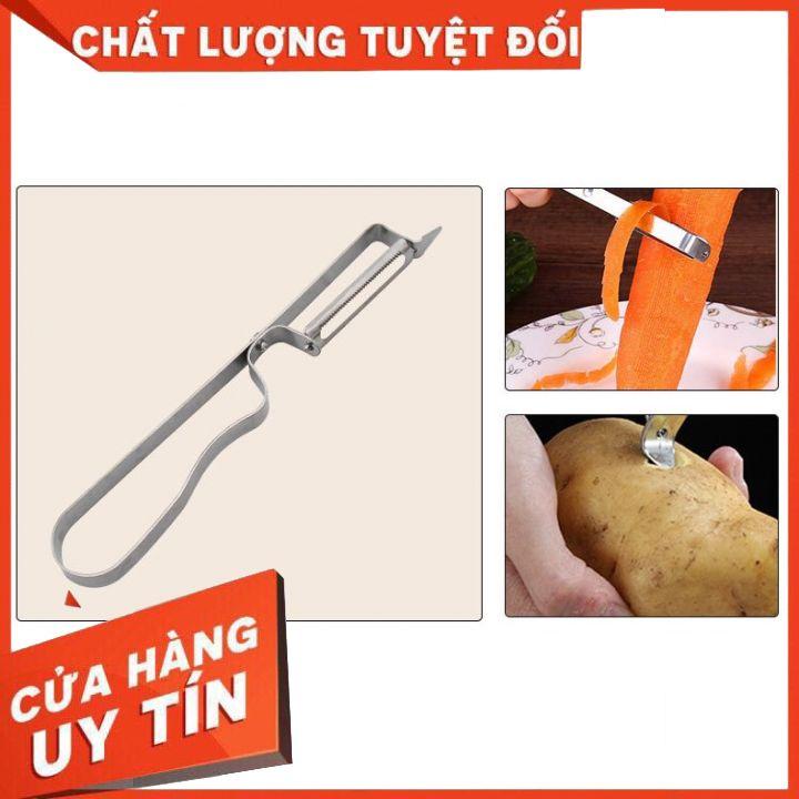 Bộ 3 Dụng Cụ Nạo Gọt Rau Củ Quả Đa Năng 2 Lưỡi, 1 Lưỡi, Kẹp Nhổ Lông Gà Chất Liệu Thép Không Gỉ