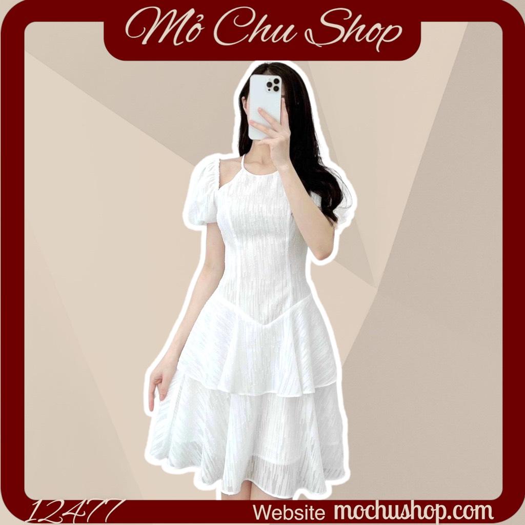 ĐẦM XOÈ CỔ YẾM 2 TẦNG AQUA DRESS 12477