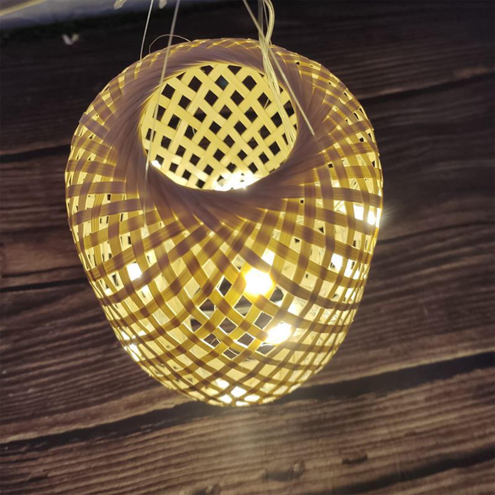 Bamboo Handwoven Lamp Shade Chandelier Light Cover for Living Room Cafe Bar