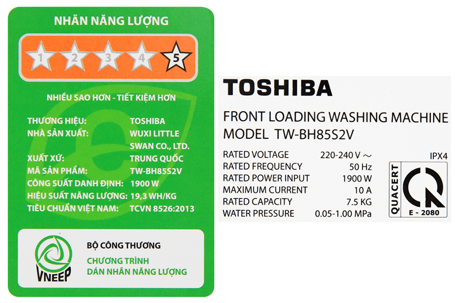 Máy giặt Toshiba TW-BH85S2V 7.5kg