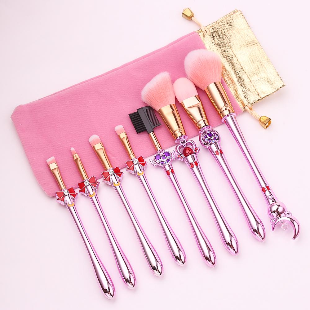 Mới 8 Cái Pro Cọ Trang Điểm Bộ & Bộ Dụng Cụ Moon Anime Mềm Tóc Blusher Che Khuyết Điểm Mắt Quỹ Cọ Môi mỹ Phẩm Dụng Cụ