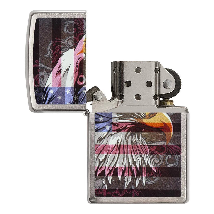 Bật Lửa Zippo 28652 - Eagle Flag Brushed Chrome