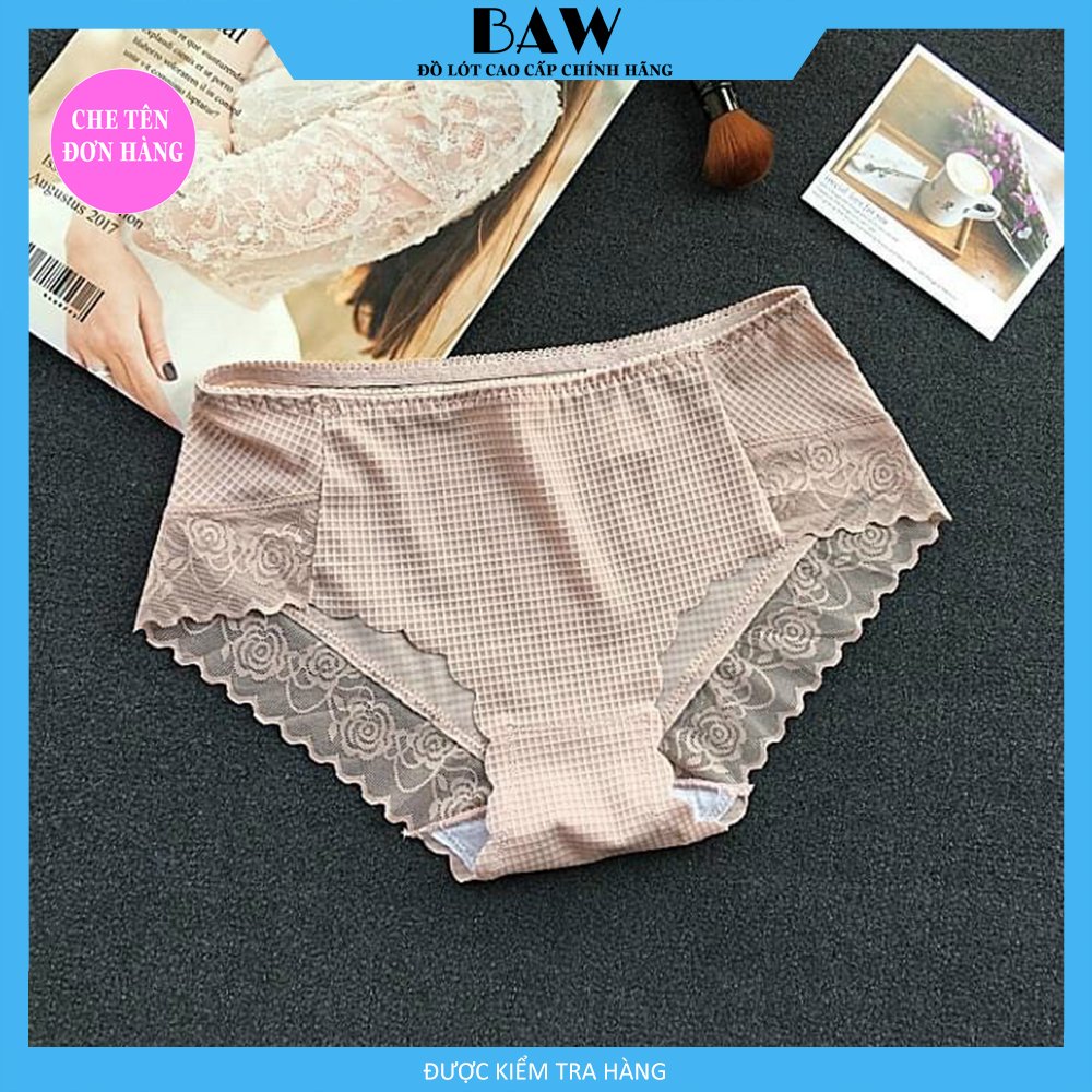 Bộ 5 Quần Lót Nữ vải su viền ren mềm mại xuyên thấu gợi cảm 5 màu lựa chọn Onesize 40-60kg thương hiệu BAW NT102