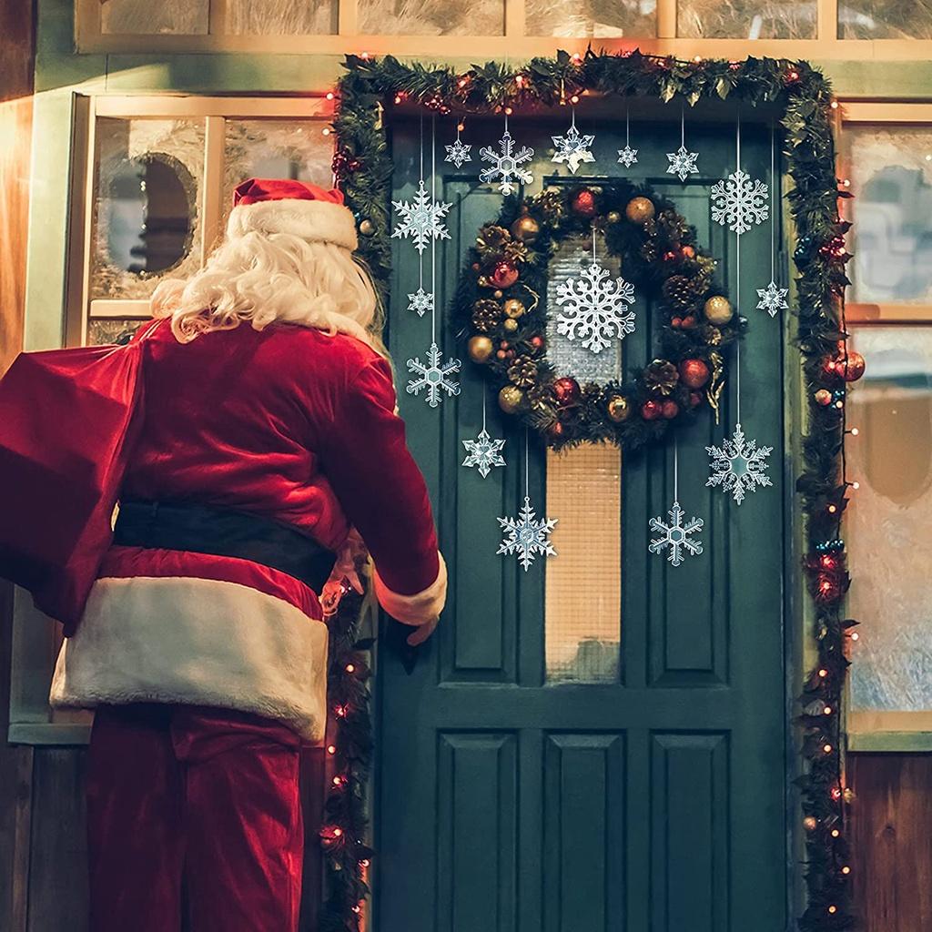 Bộ 12 hoa tuyết trong suốt trang trí tô điểm cho cây Giáng sinh