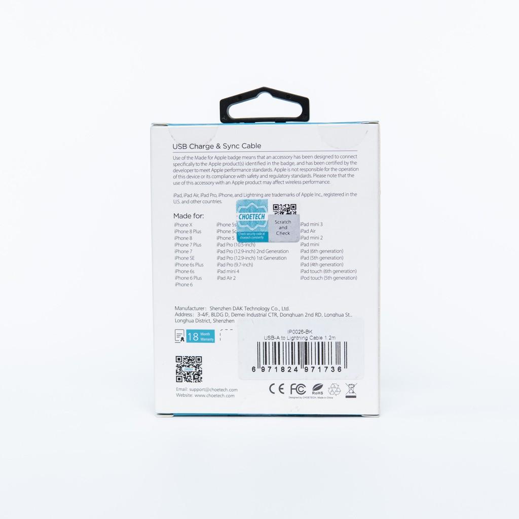 CÁP CHOETECH USB A RA LIGHTNING IP0026-WH- Hàng chính hãng