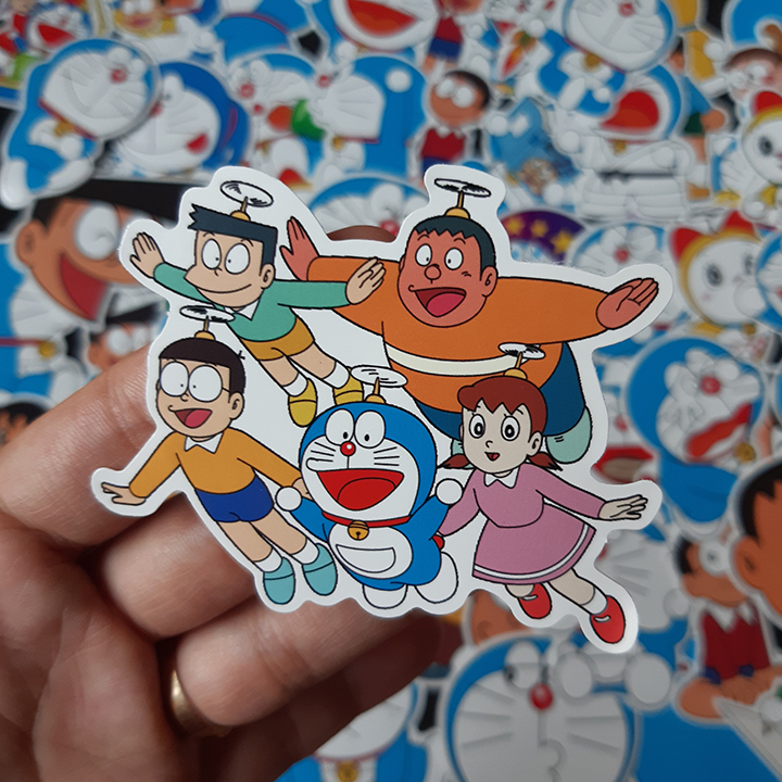 Bộ Sticker dán cao cấp chủ đề DORAEMON VÀ NHỮNG NGƯỜI BẠN - Dùng dán Xe, dán mũ bảo hiểm, dán Laptop