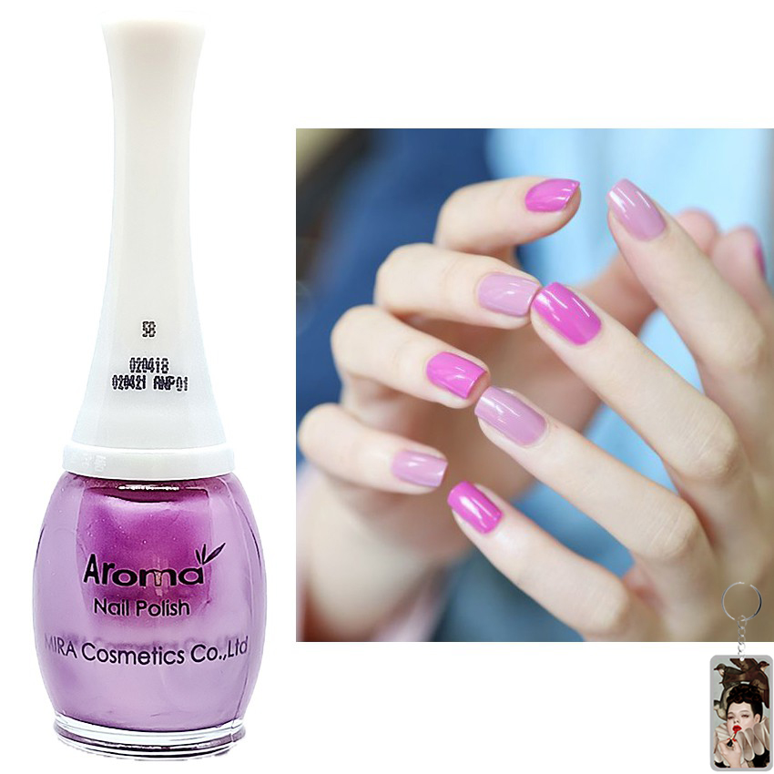 Sơn móng tay Aroma Nail Polish Hàn Quốc 12ml #58 tím hồng tặng kèm móc khóa