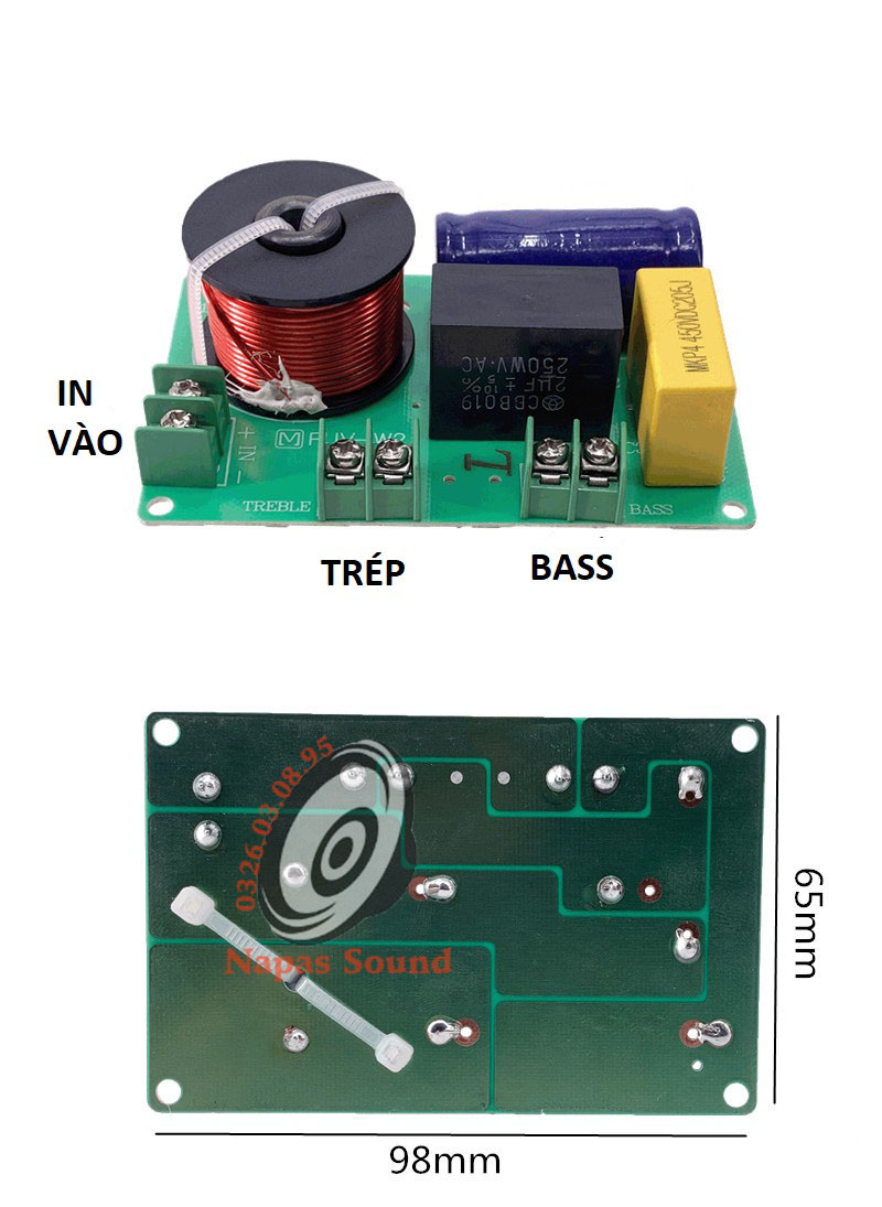 MẠCH PHÂN TẦN 2 LOA W2 GIÚP GIẢM ÂM TRẦM - DÙNG CHO THÙNG LOA NHỎ NGHE NHẠC GIA ĐÌNH