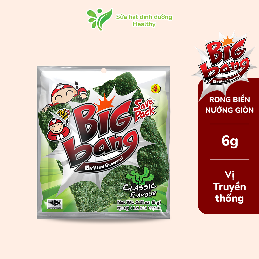 Snack Rong Biển Taokaenoi BIG BANG Vị Truyền Thống (6g x 12 Gói)