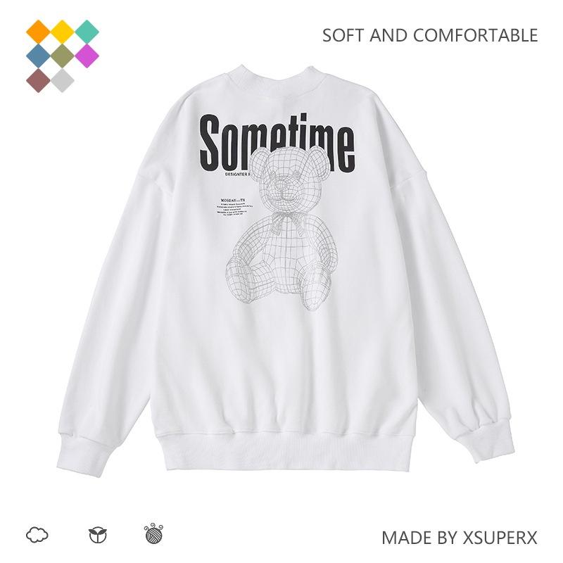 Áo thun cổ tròn Sweater hình gấu Unisex