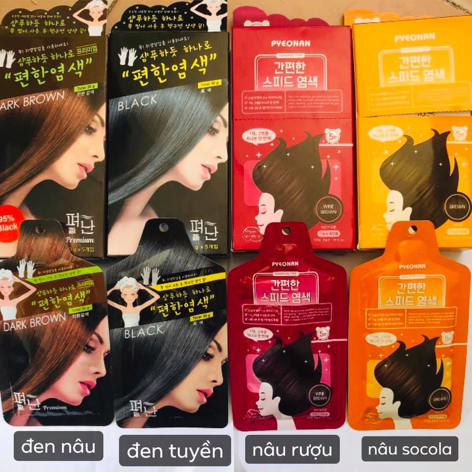 Hộp 5 gói Gội nhuộm thảo dược Pyeonan cao cấp- đủ màu ( không xuất hóa đơn đỏ )