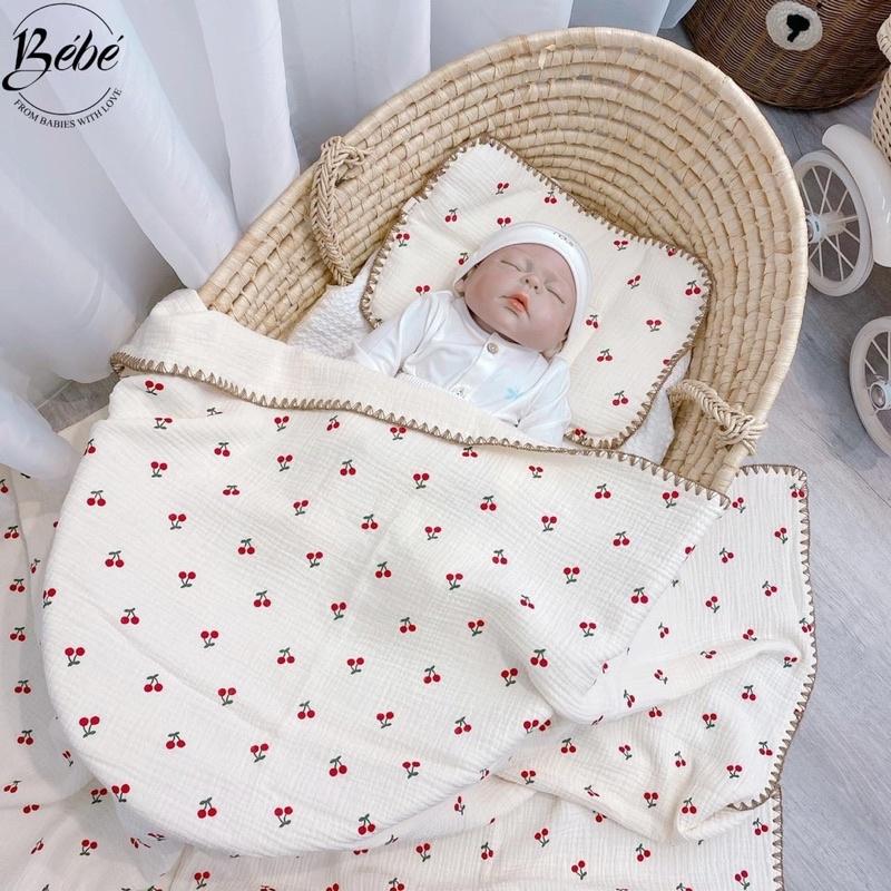 Vải xô muslin cao cấp 2 lơp quả chery mềm mịn thấm hút mồ hôi