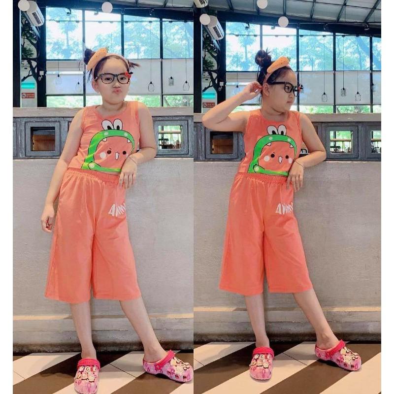 Bộ áo croptop quần lửng ống rộng size đại - Đồ bộ trẻ em