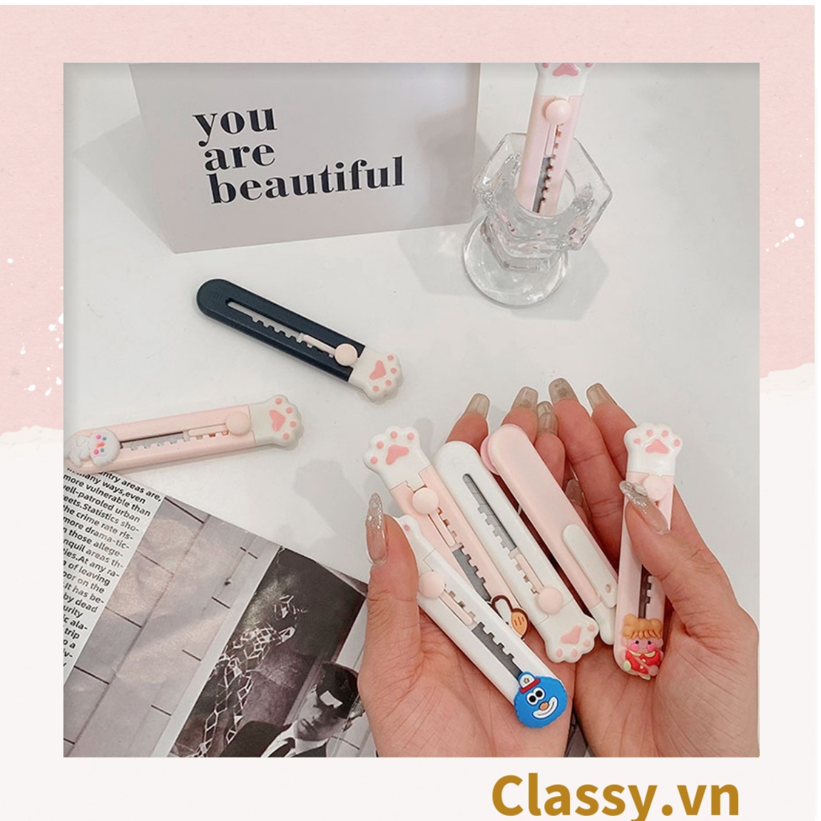 Dao Dọc Giấy Chân Mèo Classy Dễ Thương PK642