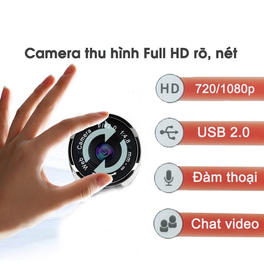 Webcam máy tính Mitsunal FullHD 1080P/720P QUAY CHỮ CỰC NÉT - Thu hình cho máy tính để bàn, Laptop, TV, Rõ nét, Chân thực, Tích hợp MIC thu âm chống ồn, live stream, Streamer, quay video, ghi âm,Vlog, Chơi game, trò chuyện qua Zoom - Hàng chính hãng