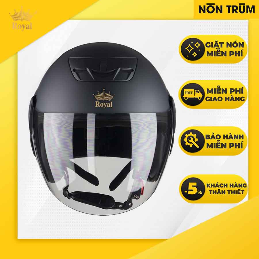 Nón bảo hiểm 3/4 ROYAL M01 đen nhám