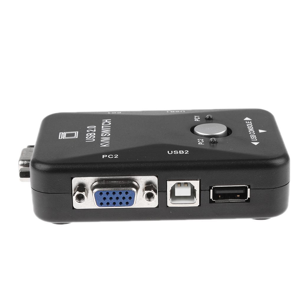 2-Port USB VGA KVM Switch Box for Mouse Keyboard Monitor Sharing Computer