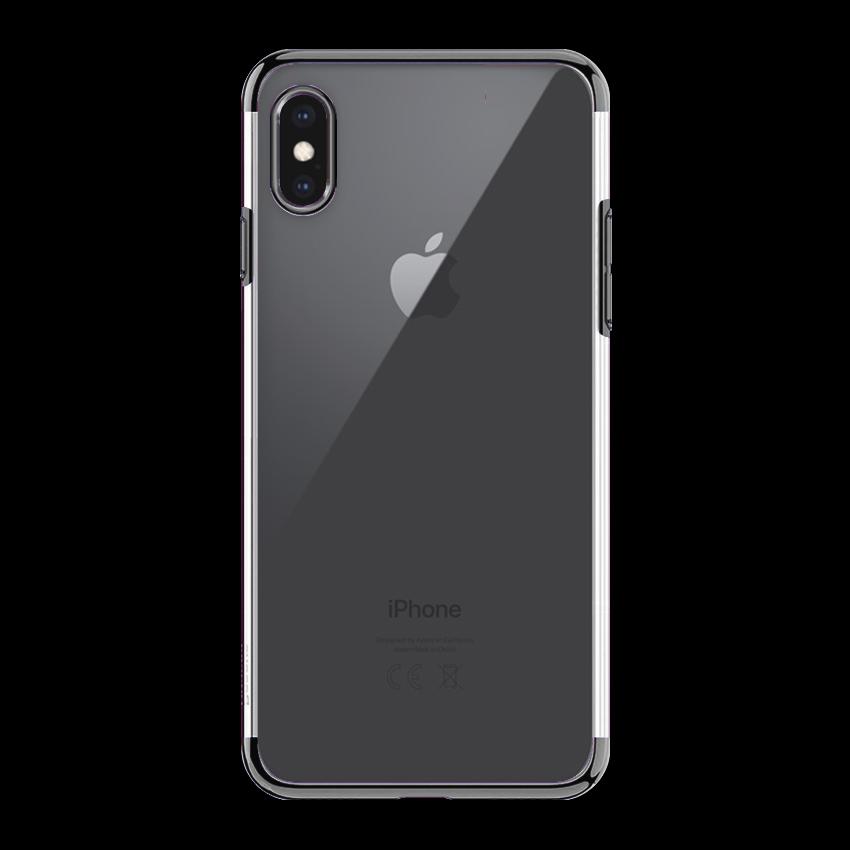 Ốp lưng cho Iphone XS Max - Ốp dẻo viền mạ màu Đen ánh kim - Hàng Chính Hãng