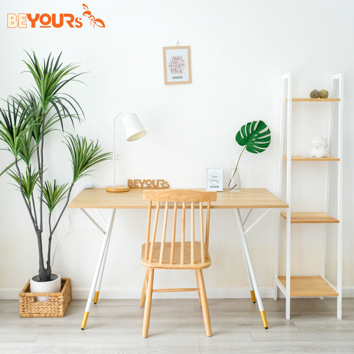 Bàn Làm Việc Bàn Học Gỗ Chân Sắt Simple Table Nội Thất Lắp Ráp Kiểu Hàn BEYOURs