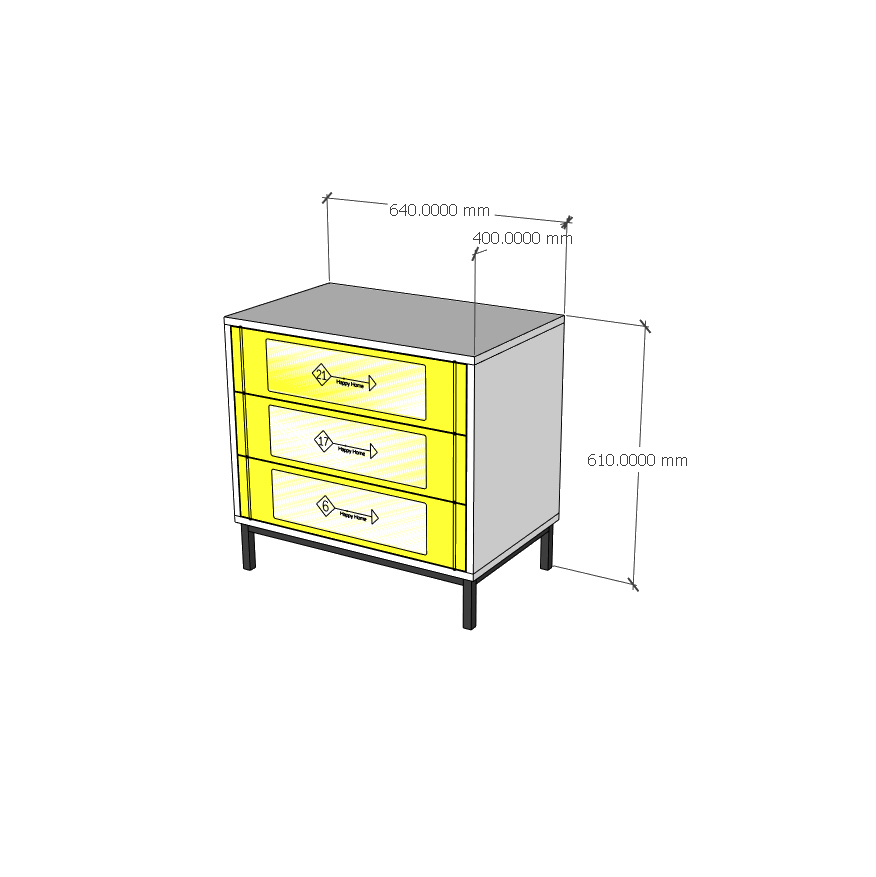 [Happy Home Furniture] TAKO, Tủ lưu trữ 3 ngăn kéo - chân sắt , 64cm x 40cm x 61cm ( DxRxC), THK_131