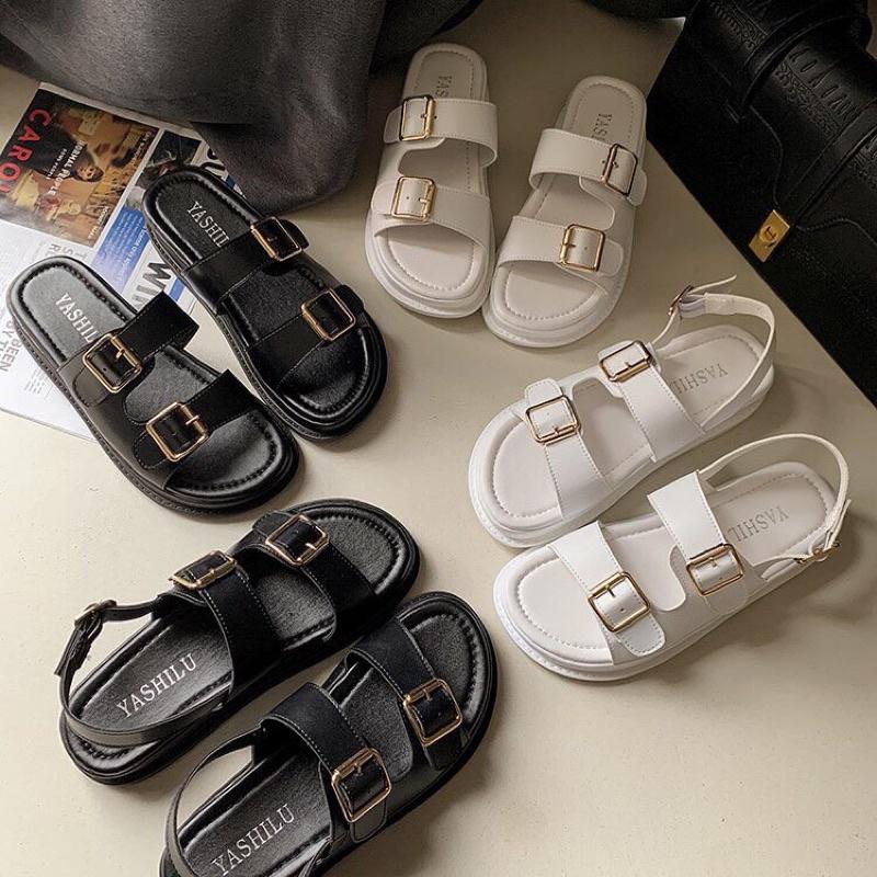 Sandal 2 quai khóa vuông, sandal nữ đi học