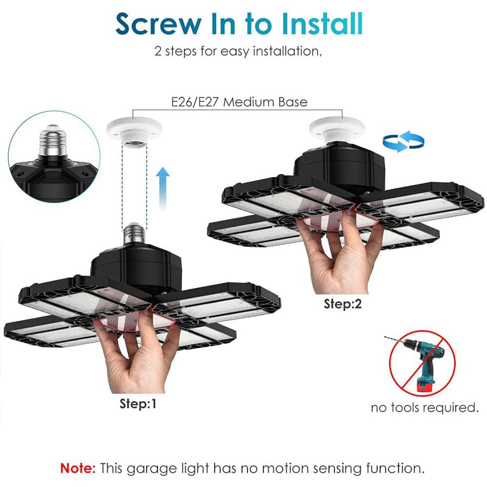 Đèn LED nhà để xe 180W Đèn trần công nghiệp có thể biến dạng với nhiều bảng điều khiển E26/E27 Bay Đèn làm việc cho cửa hàng kho