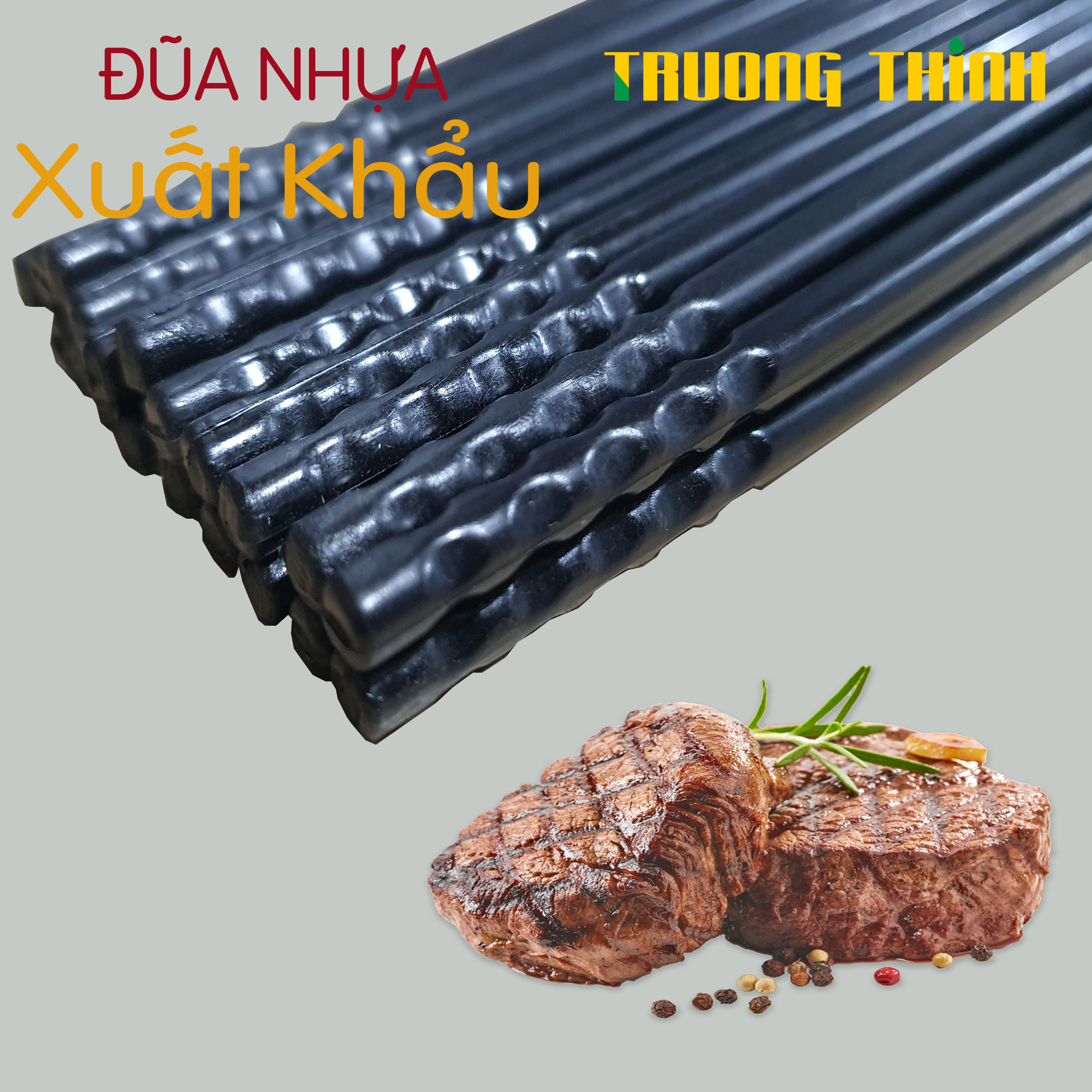 Đũa Nhựa Đen Xoắn Cao Cấp 2 Đầu Chống Trơn Trượt Sang Trọng Chất Lượng Kháng Khuẩn Chịu Nhiệt Cao Trường Thịnh 10 đôi.