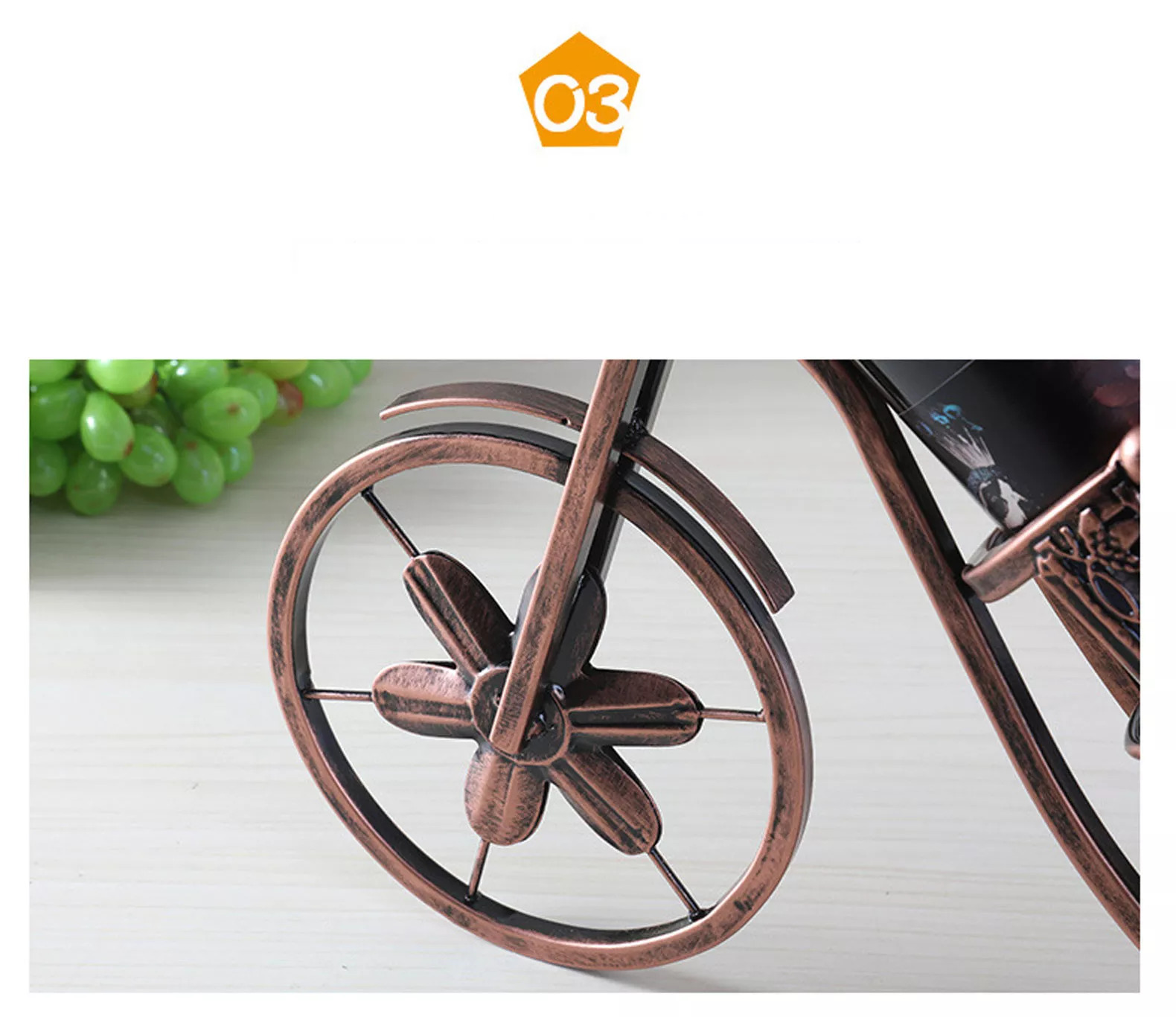 Kệ Xe Đạp Để Chai Và 2 Ly Vang Màu Đỏ Đồng NT013