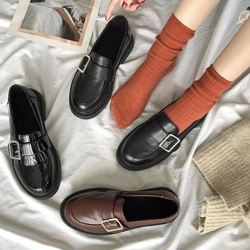 Giày Da Nữ Thời Trang Phong Cách Vintage