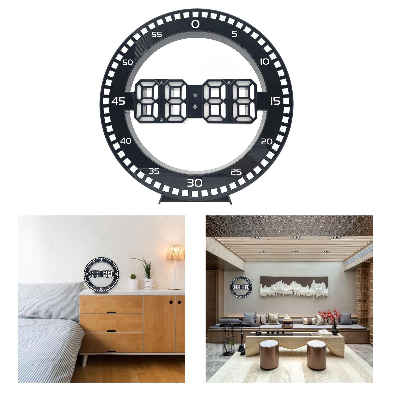 Loviver LED Digital Wall Clock Round Electronic Clock Home Office