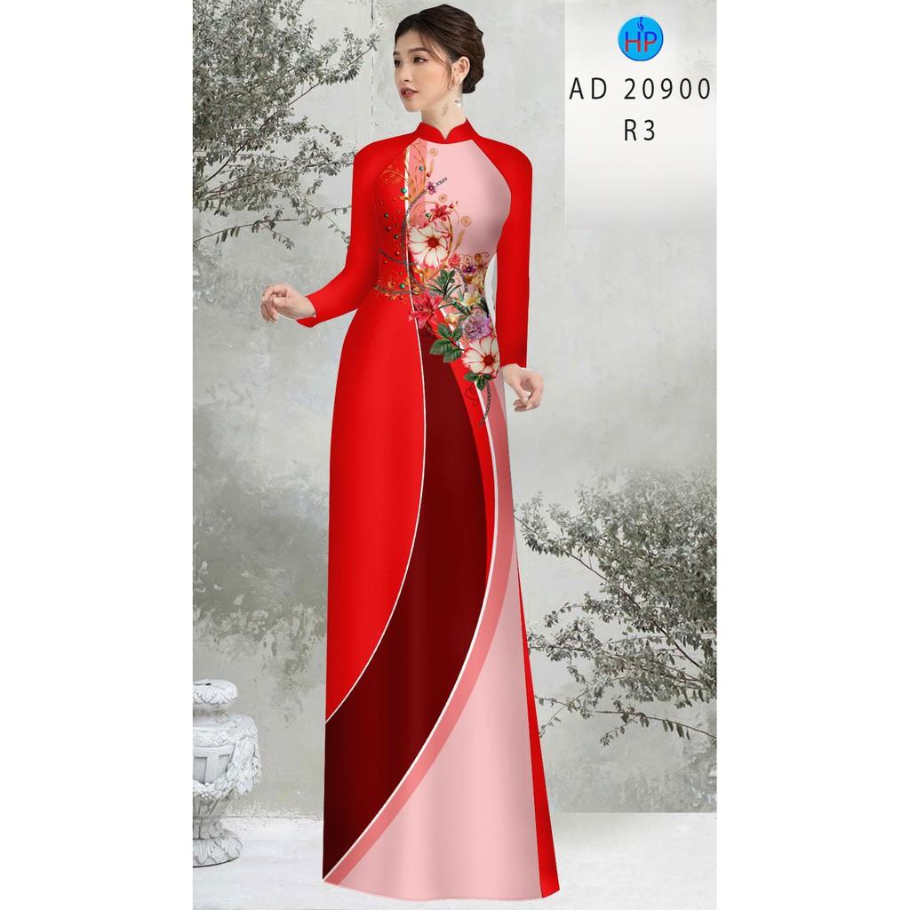 Vải lụa may áo dài in hoa mẫu đơn cao cấp