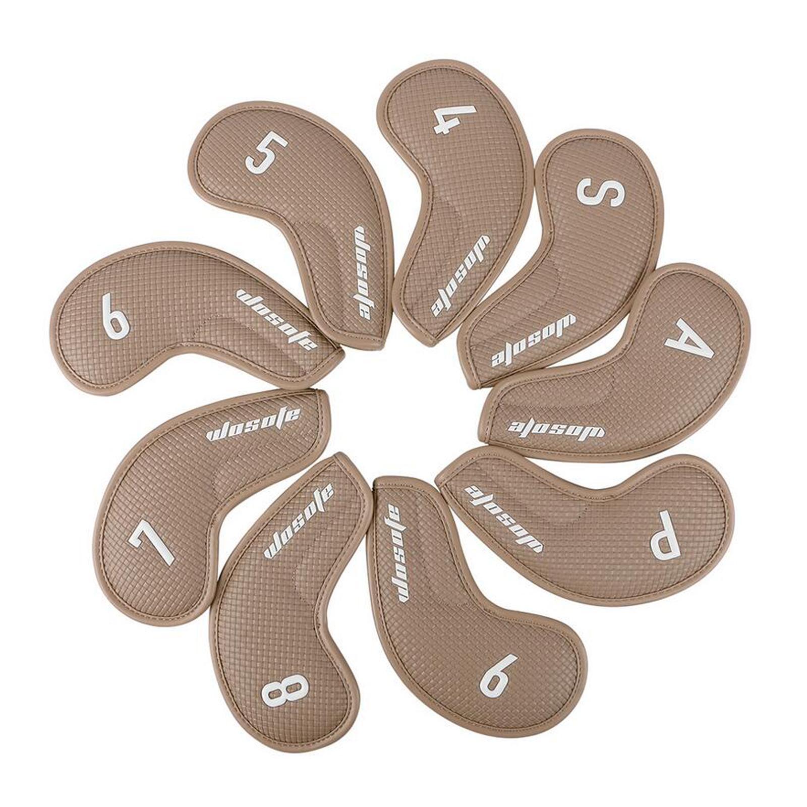 9Pcs Golf Iron Covers Set Golf Club Headcovers PU Leather Embroidered Number Protective Cover Golf Clubs Case Protector for Beginner Golfers