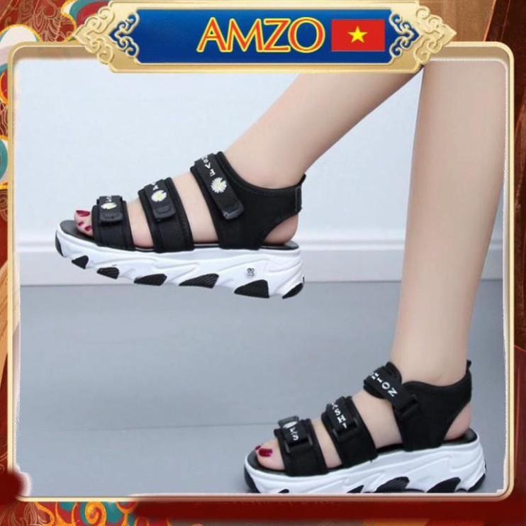 Giày sandal nữ fashion 3 quai hình hoa cúc HOTTREND - GIÁ RẺ Sandal nữ đế tripel cao 4cm êm và nhẹ