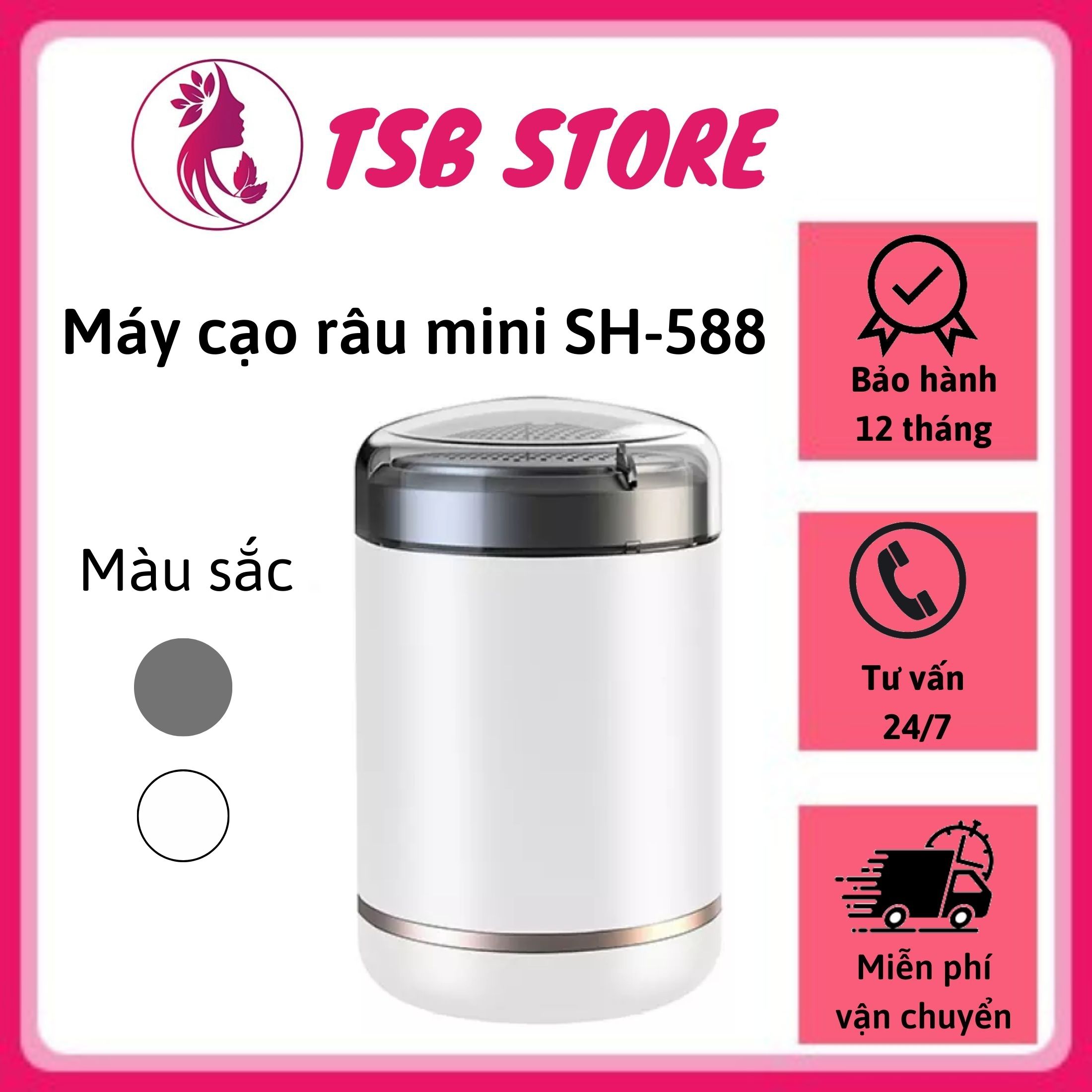 Máy cạo râu mini SH-588 Nhật Bản thế hệ mới - Máy cạo râu bỏ túi, cầm tay nhỏ gọn với 3 lưỡi Trefoil công nghệ Nhật Bản cực bén hiệu quả cao, không trầy xước đau rát - Máy cạo râu nam mini sạc pin tích điện bỏ túi