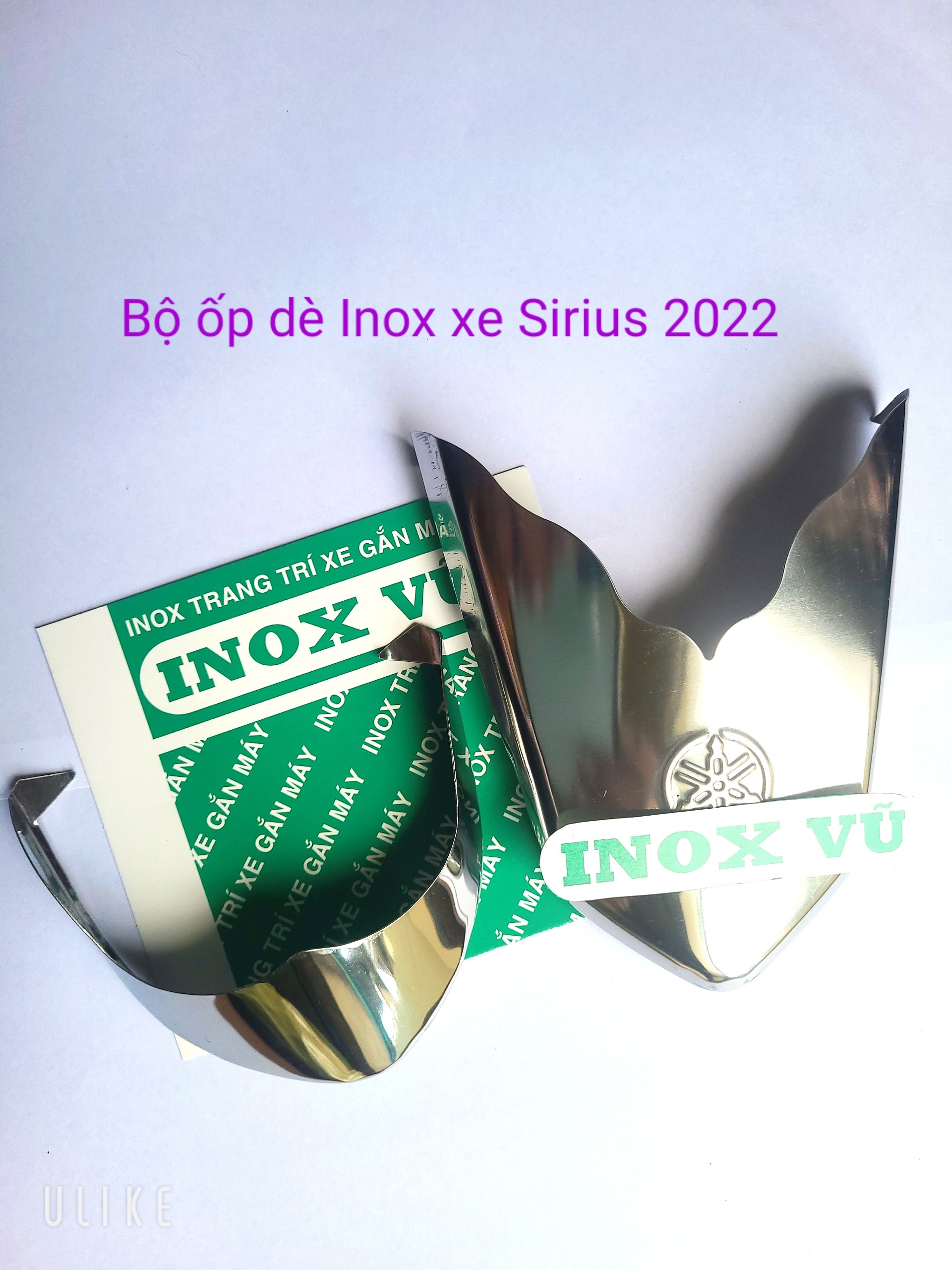 Combo Bộ ốp dè INOX xe SIRIUS sản xuất năm 2022-2023 + 1 tem logo Titan YAMAHHA giá 1 cặp tại xưởng INOX Vũ